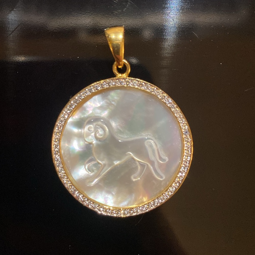 Asha Aries (ram) zodiac gold with diamonds necklace charm
